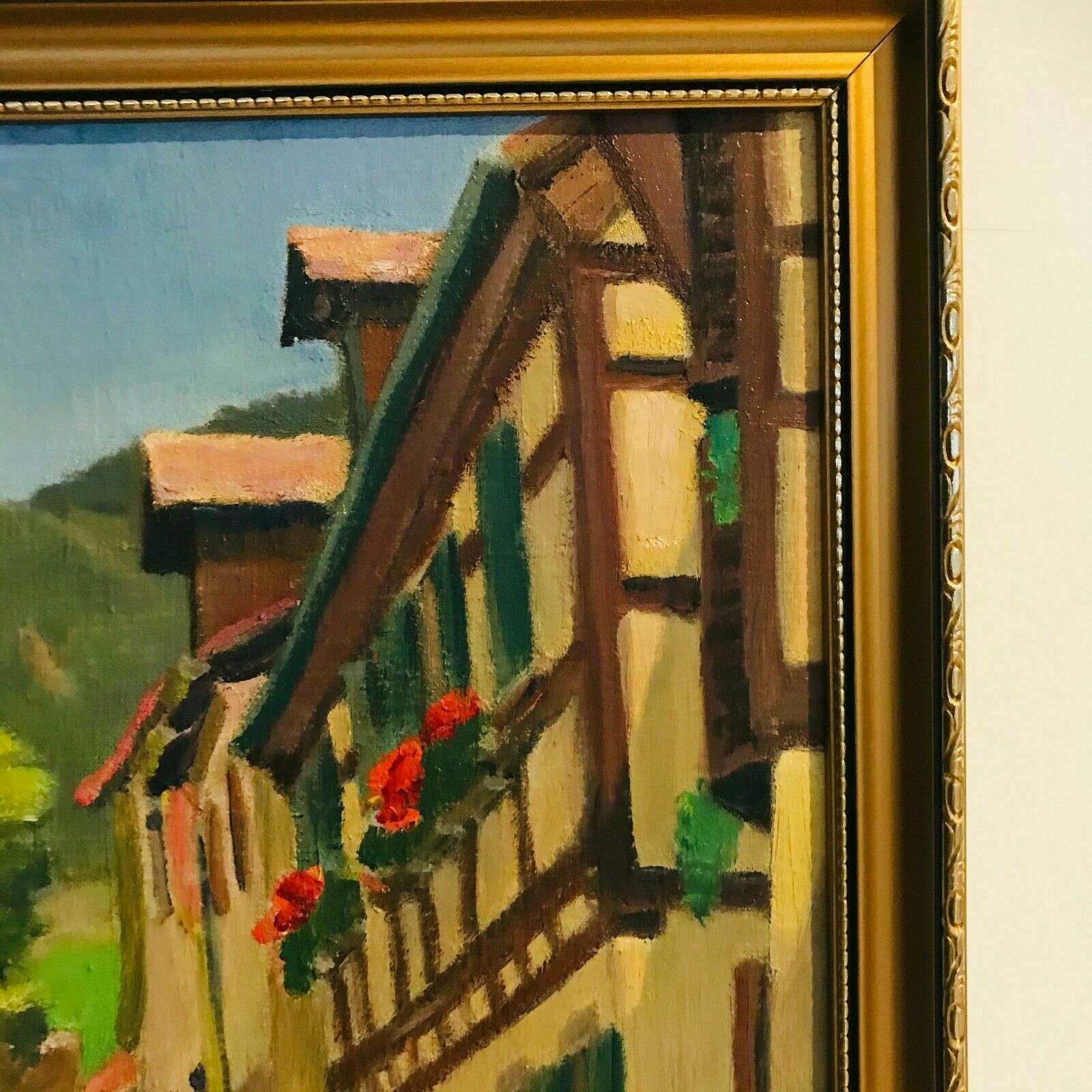 Oil On Canvas "Animated Village Lane" Signed Lespagnol 59 20th Century photo for sale