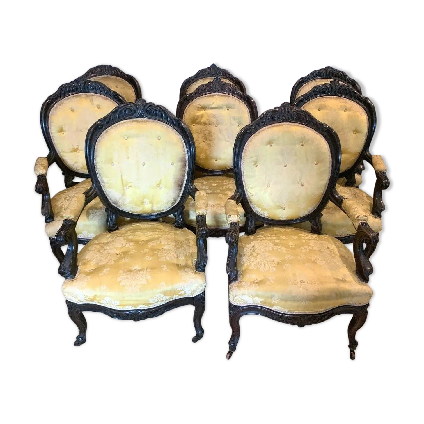Napoleon III Rosewood Suite Of Eight 19th Century Armchairs