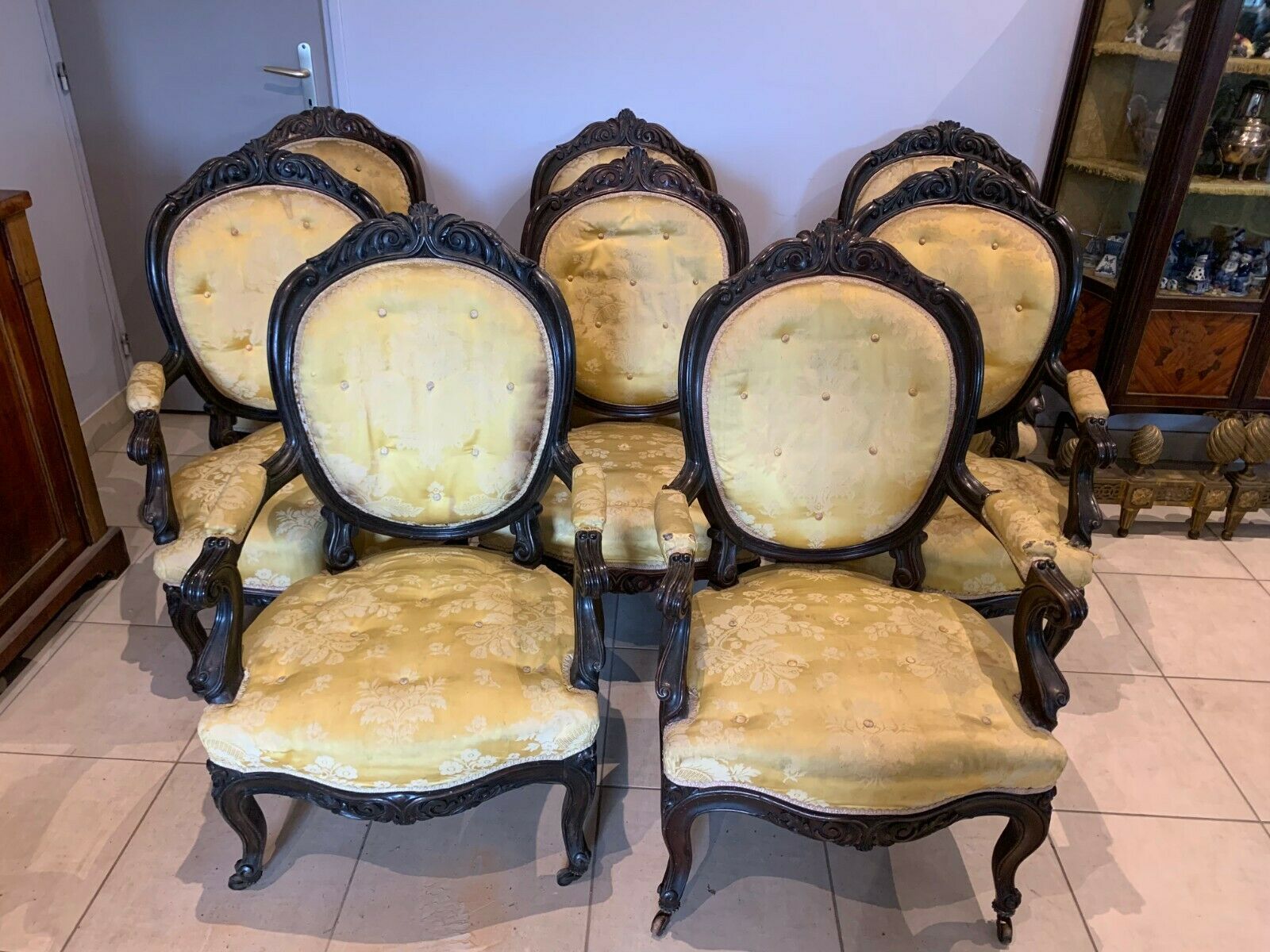 Napoleon III Rosewood Suite Of Eight 19th Century Armchairs photo furniture