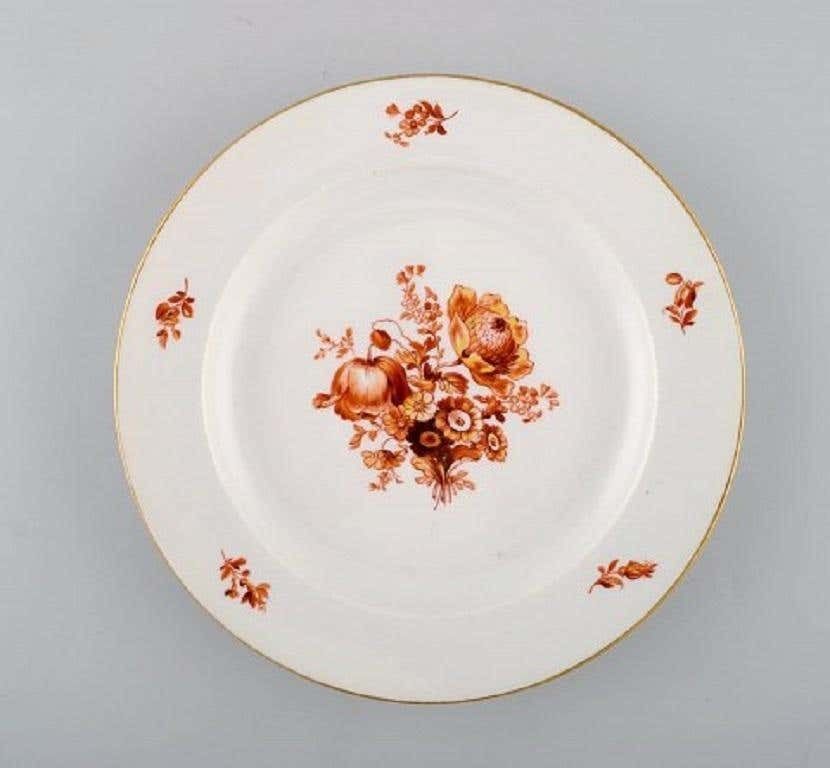 Three Antique Meissen Porcelain Plates With Orange Hand Painted Flowers photo furniture