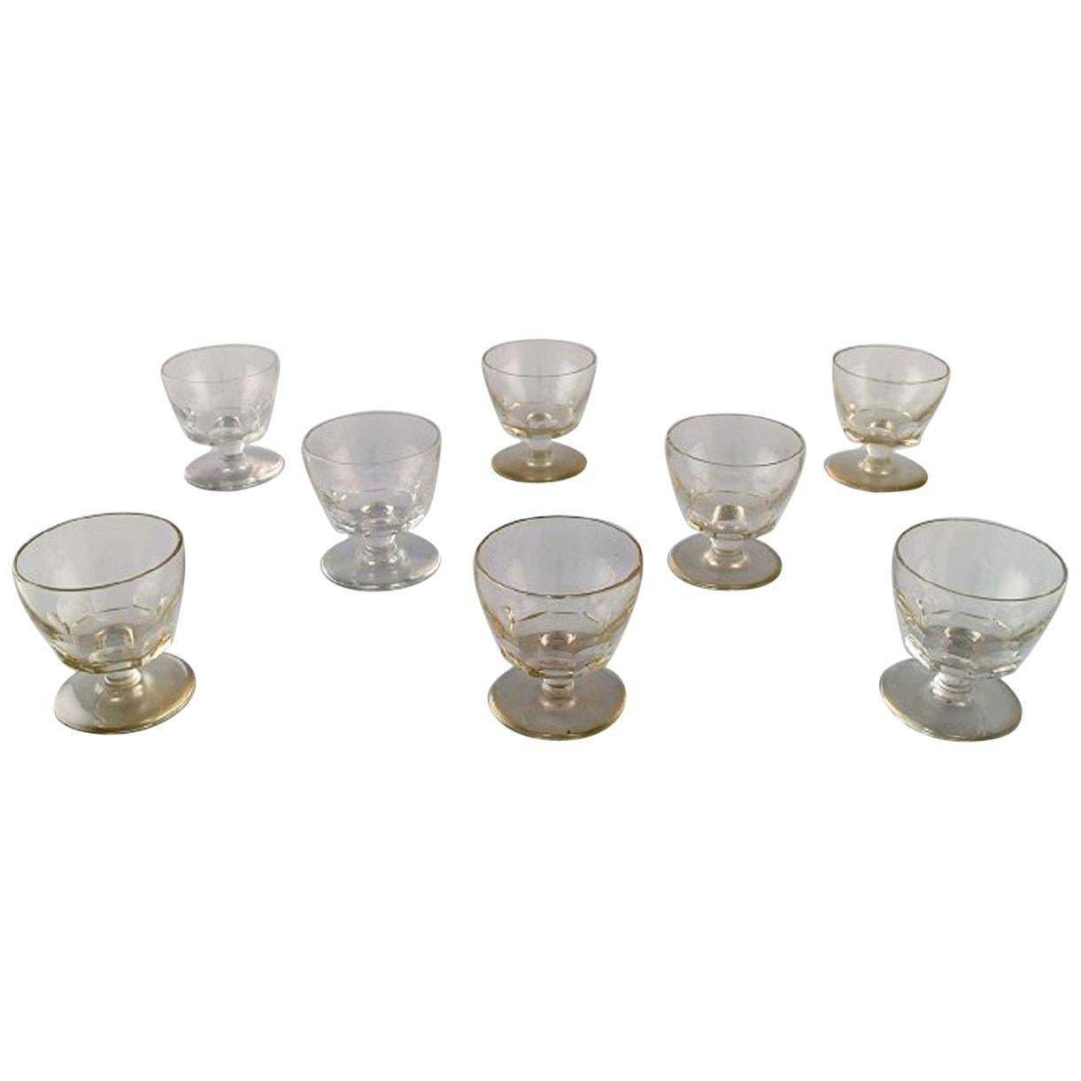 Baccarat, France, Eight Facet Cut Art Deco Glasses, Art Glass, 1930s 1940s