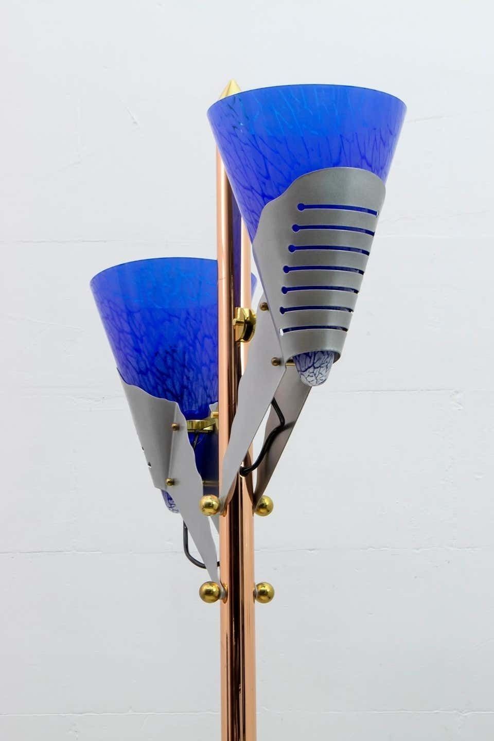 photo furniture Relco Milano Modernist Italian Murano Glass And Brass Floor Lamp, 1980s