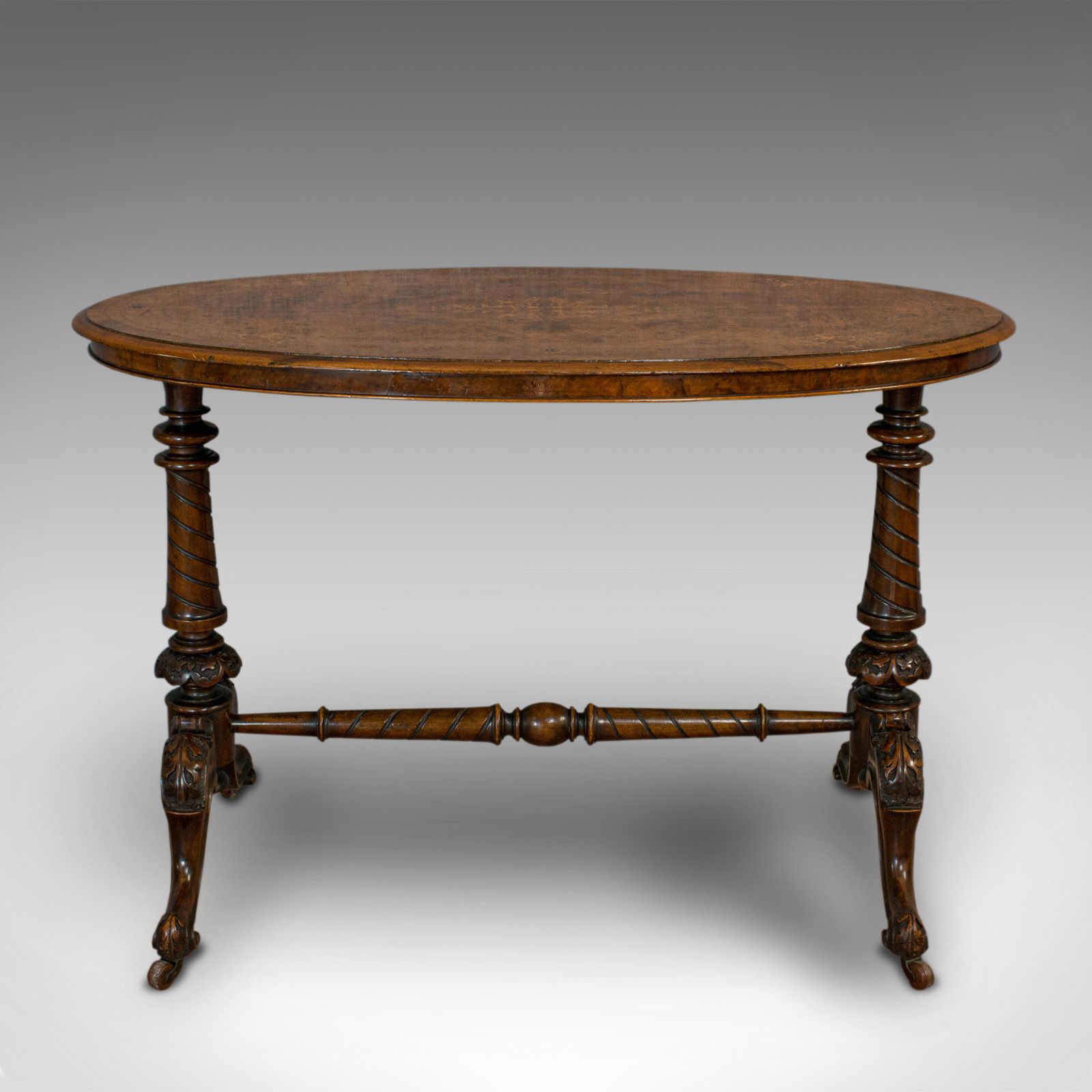 Antique Oval Table, English, Burr Walnut, Centre, Side, Victorian, Circa 1870 photo for sale