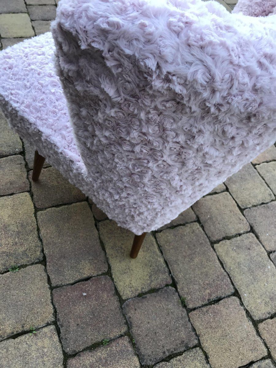 Mid Century Pink Faux Fur Cocktail Chair photo buy