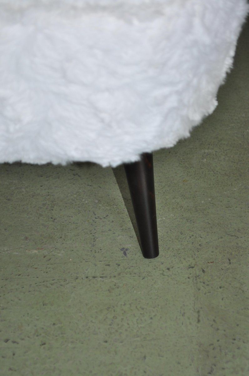 White Faux Fur Cocktail Chairs, Set Of 2 photo for sale
