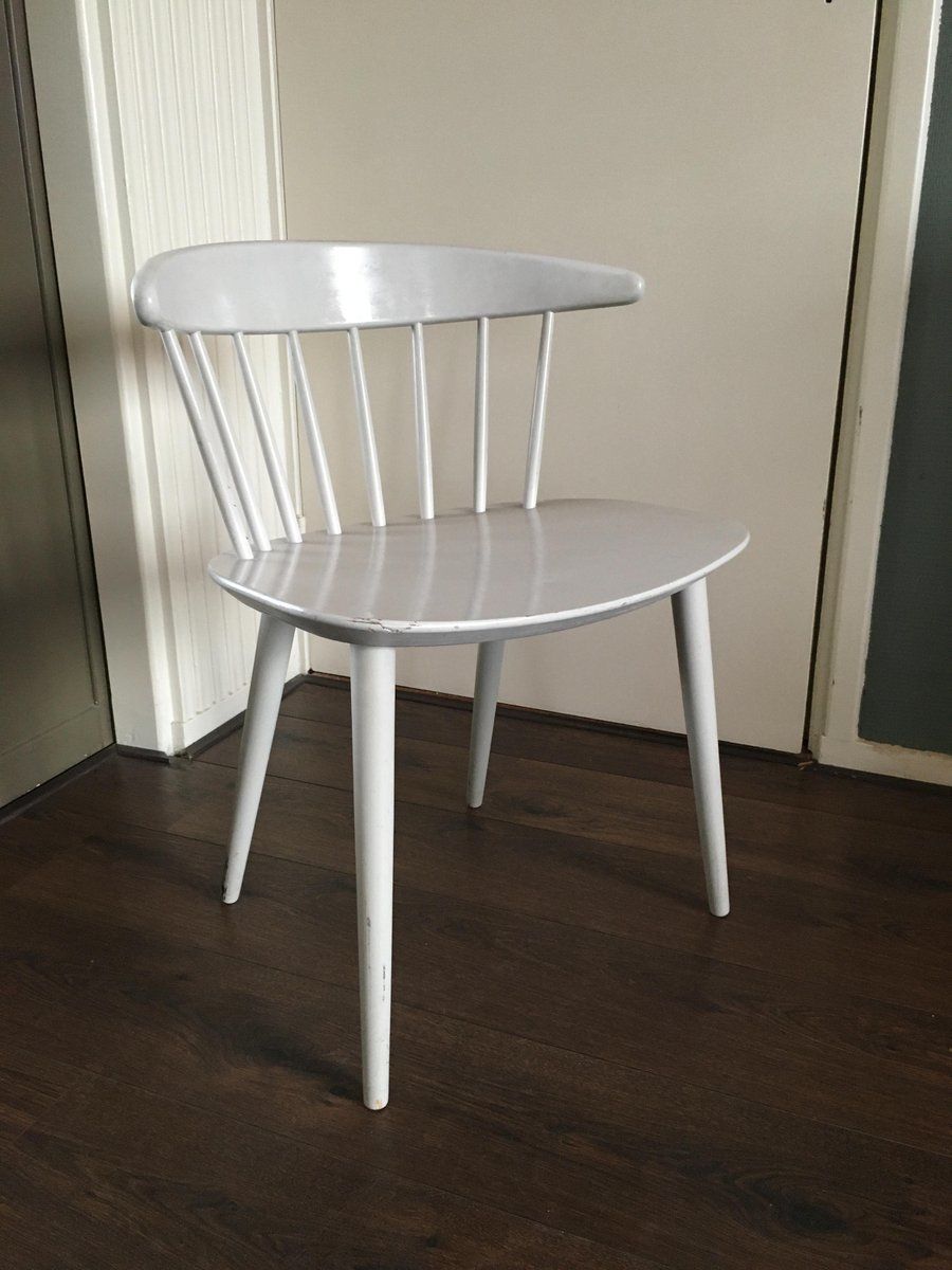 Mid Century Danish Modern White Dining Chair By Ejvind Johansson For Fdb, 1950s