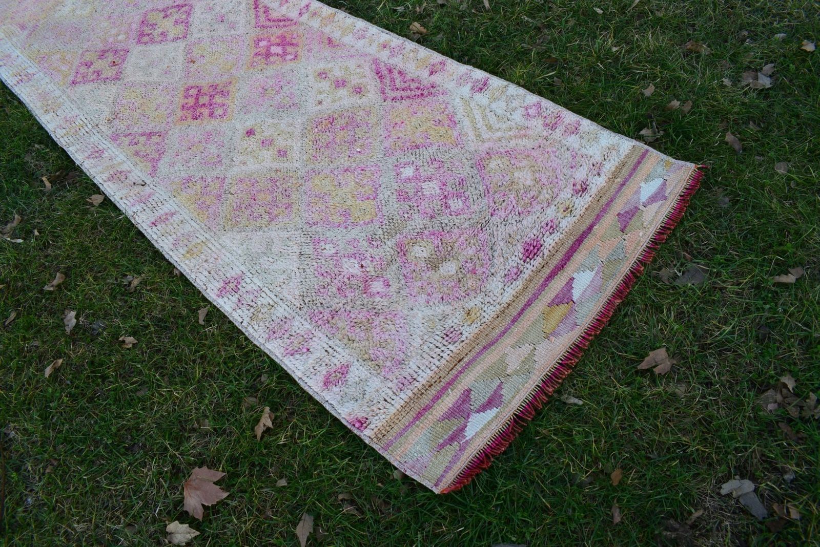 photo furniture Vintage Turkish Distressed Oushak Runner Rug, 1970s