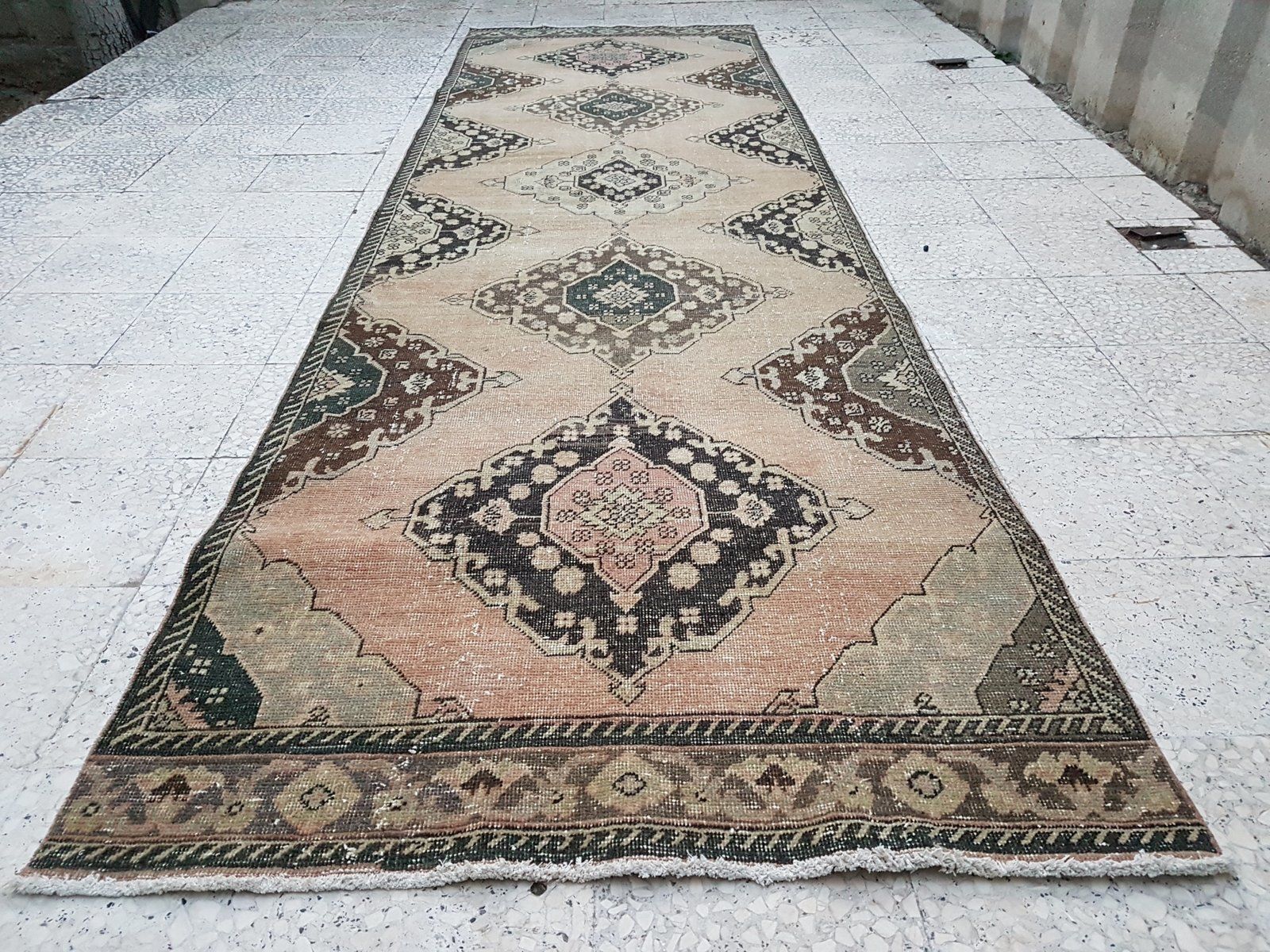 Vintage Turkish Oushak Runner Rug, 1970s