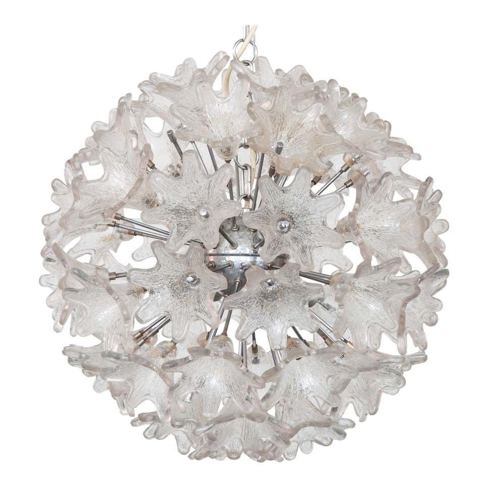 Sputnik Chrome And Glass Flowers Chandelier By Paolo Venini For Ve Art 1960s