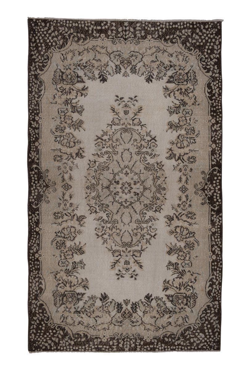 Vintage Sparta Rug, 1970s Vintage Distressed Sparta Rug With Floral Border