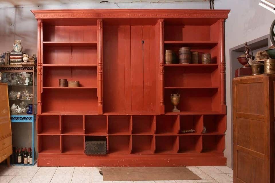 Solid Pine Wood Display Cabinet Sideboard, Mid 19th Century photo for sale