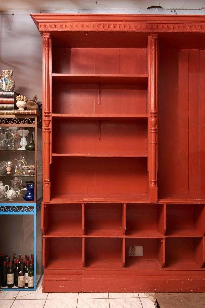 Solid Pine Wood Display Cabinet Sideboard, Mid 19th Century photo vintage