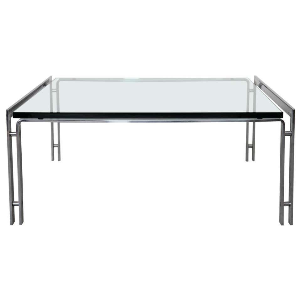 Glass Top And Chrome Coffee Table By Horst Brüning For Kill