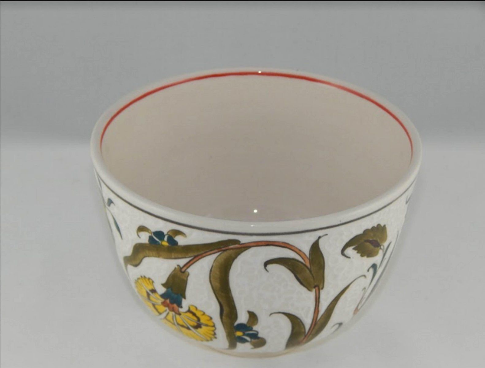 Vintage Turkish Hand Painted Ceramic Fruit Bowl, 1970s photo furniture