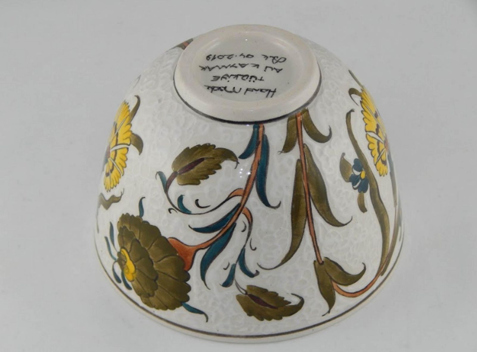 Vintage Turkish Hand Painted Ceramic Fruit Bowl, 1970s photo Home Decor