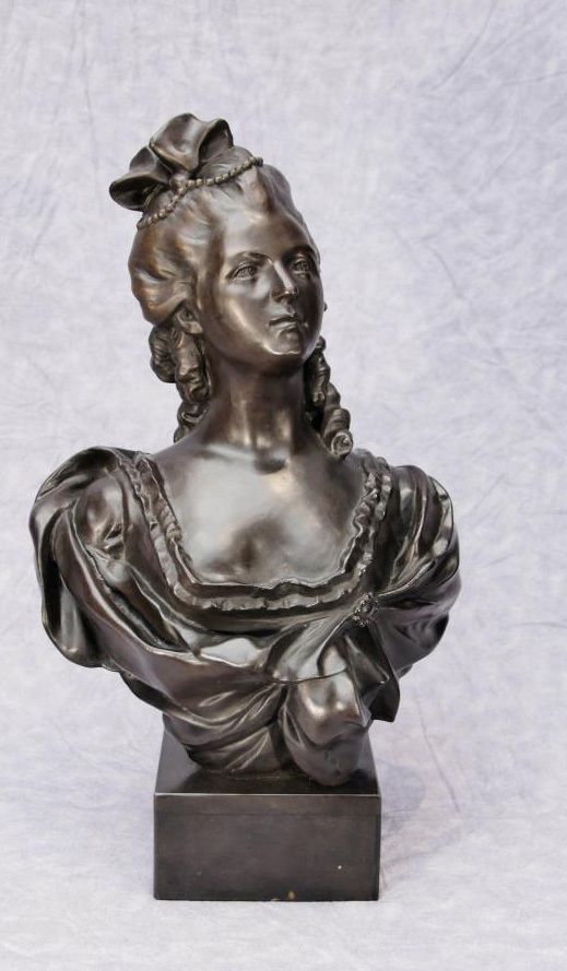 French Bronze Bust Marie Antoinette Casting Statue Queen Of France photo for sale