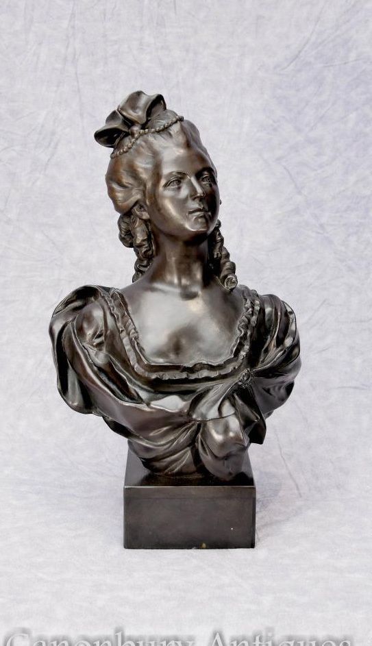 French Bronze Bust Marie Antoinette Casting Statue Queen Of France