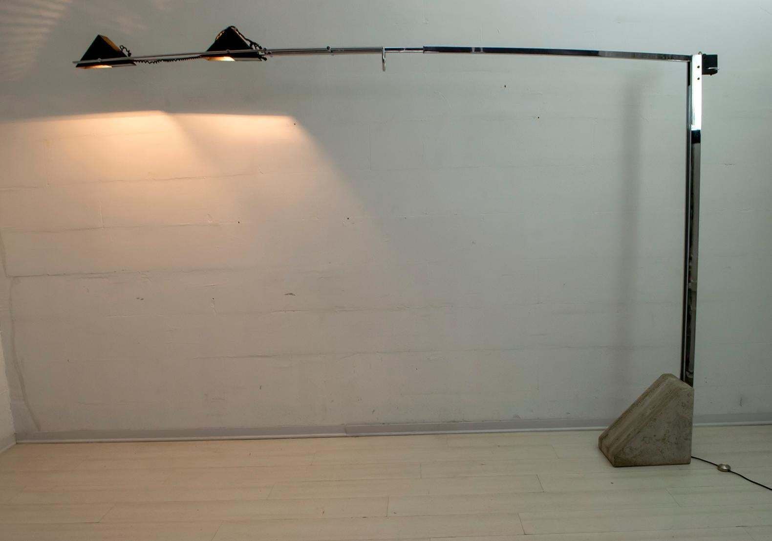 2571.0 Mid Century Modern Italian Steel And Travertine Floor Lamp, 1970s photo