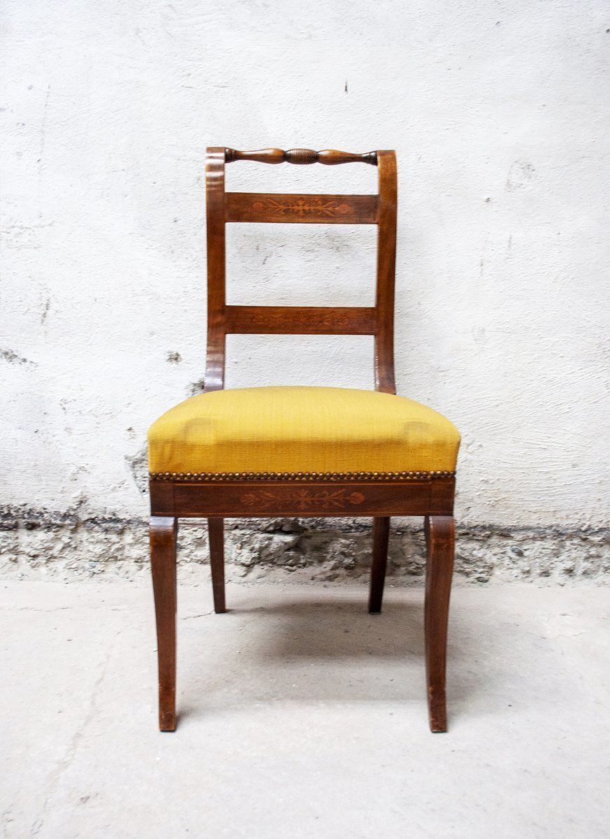 Antique Empire Style Italian Wooden Dining Chairs, Set Of 4