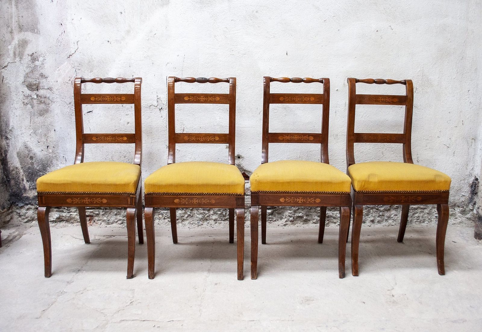 Antique Empire Style Italian Wooden Dining Chairs, Set Of 4 photo furniture