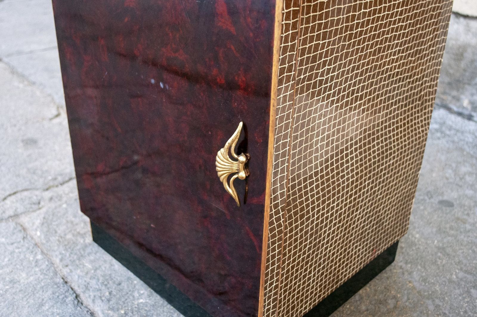 Art Deco Italian Brass And Wood Nightstand, 1930s photo 820.56