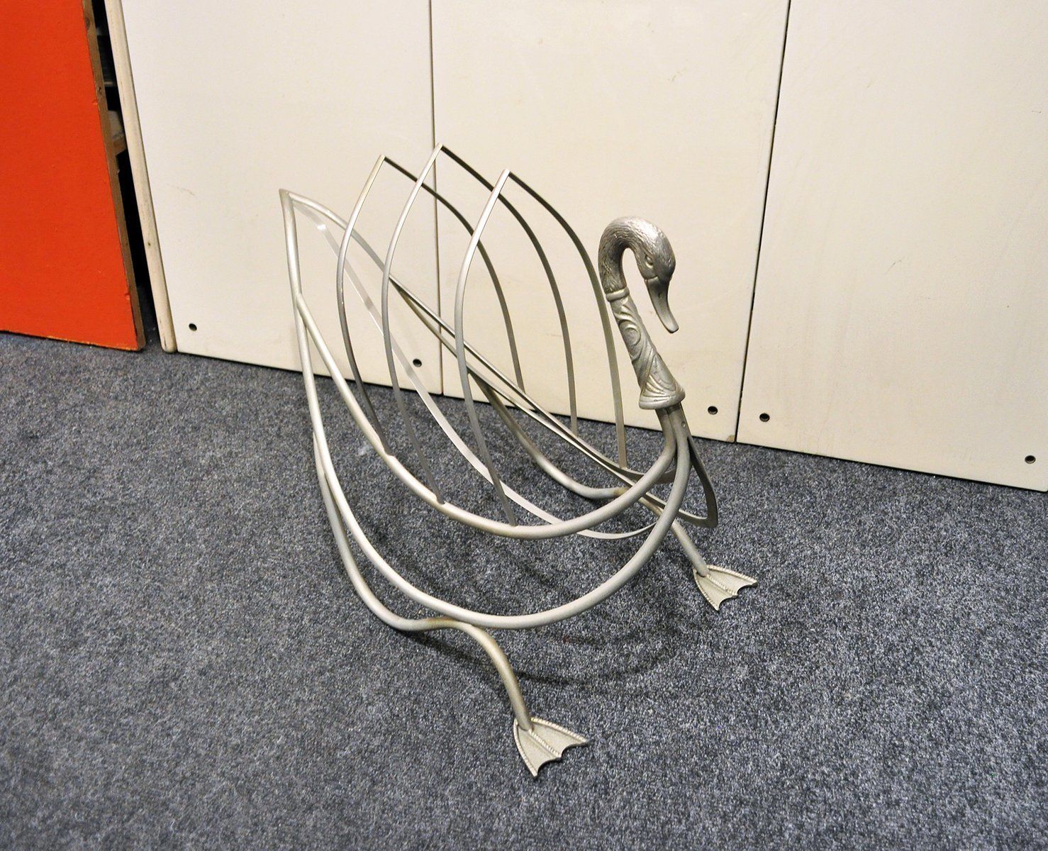 Italian Nickel Plated Brass Magazine Rack, 1970s photo Home Decor