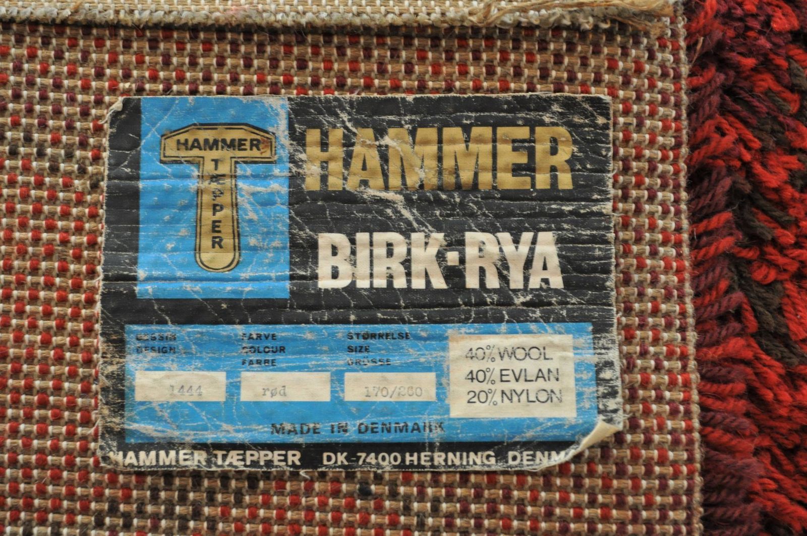 Rood Birk Vloerkleed Van Hammer Taepper, Jaren 1970 photo Textiel