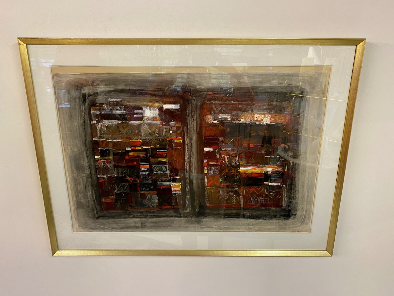 Vintage 1970s Danish Mixed Media Painting photo Art