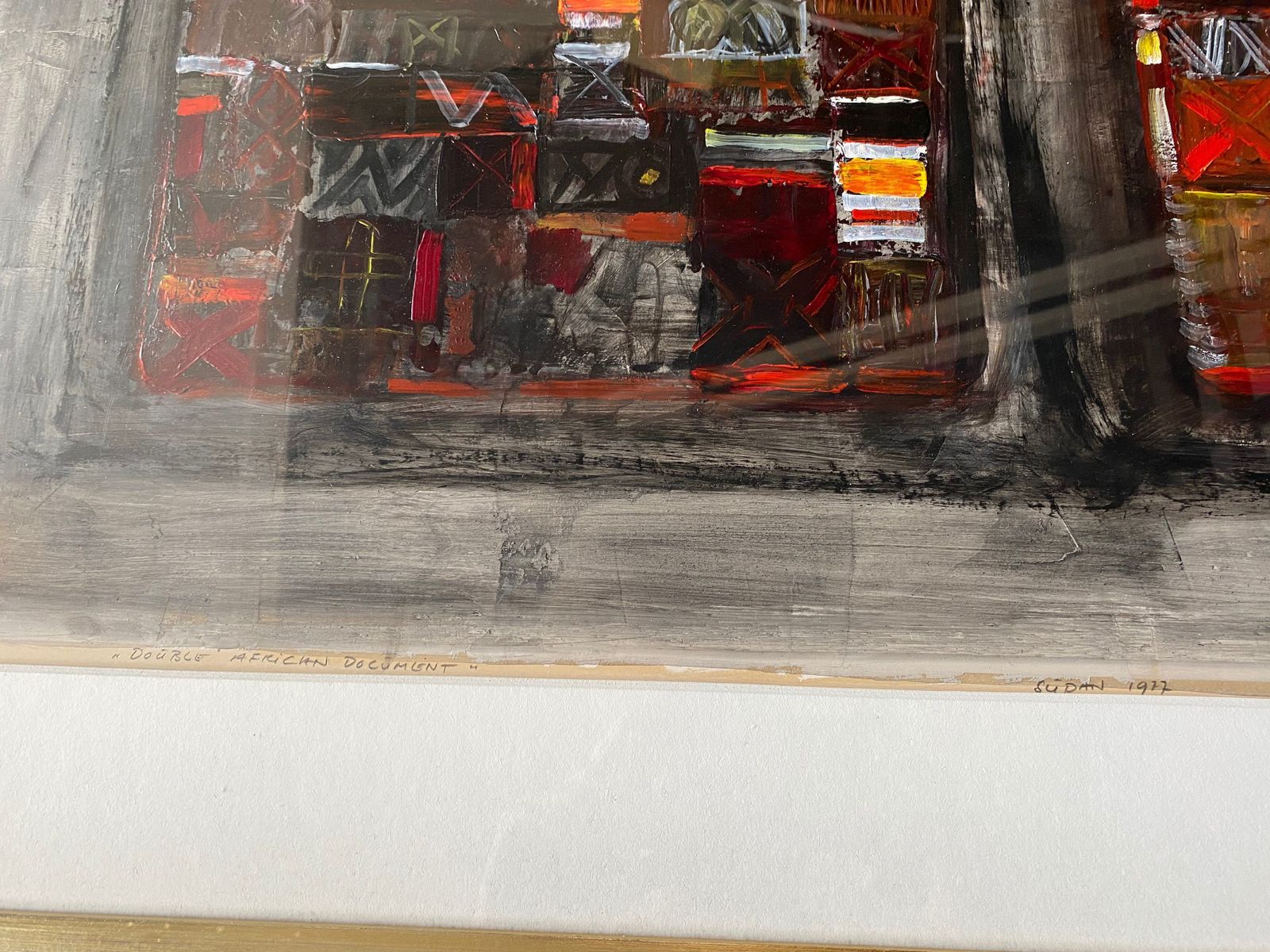 Vintage 1970s Danish Mixed Media Painting photo buy