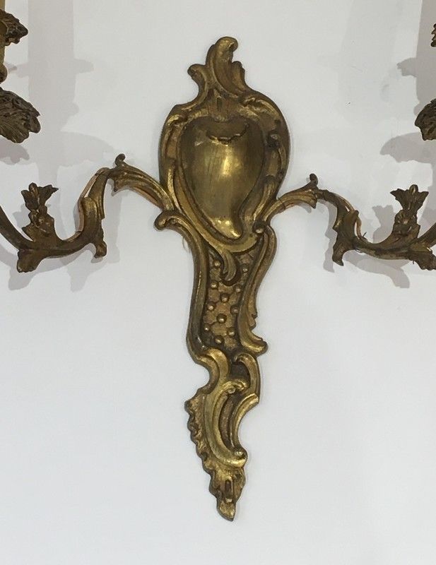 Bs 612: Pair Of Louis The 15th Style Bronze Wall Sconces. French. Circa 1920 photo Lighting