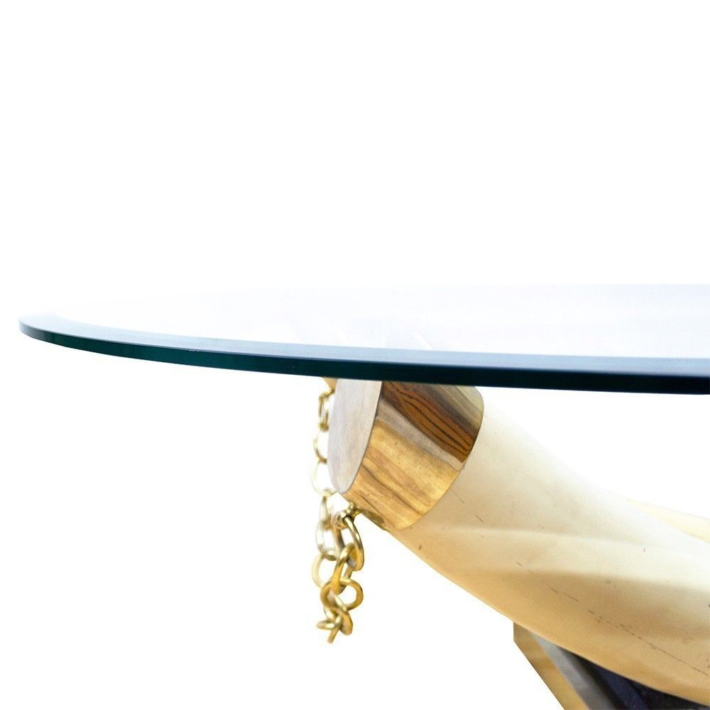 Mid Century French Faux Ivory Tusk Coffee Table, 1970s photo 4000.0
