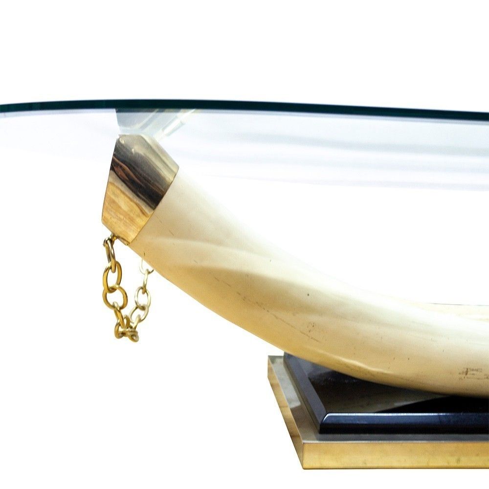 Mid Century French Faux Ivory Tusk Coffee Table, 1970s photo vinterior