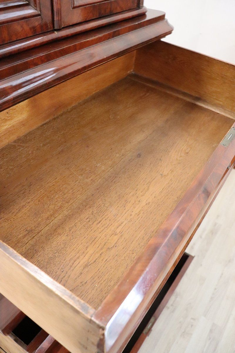 photo vintage Antique Mahogany Tall Chest Of Drawers, 1850s