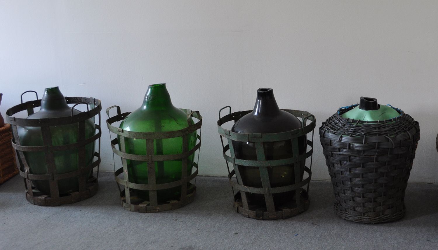 Antique Hand Blown Demijohn In Vintners Metal Basket photo 392.0