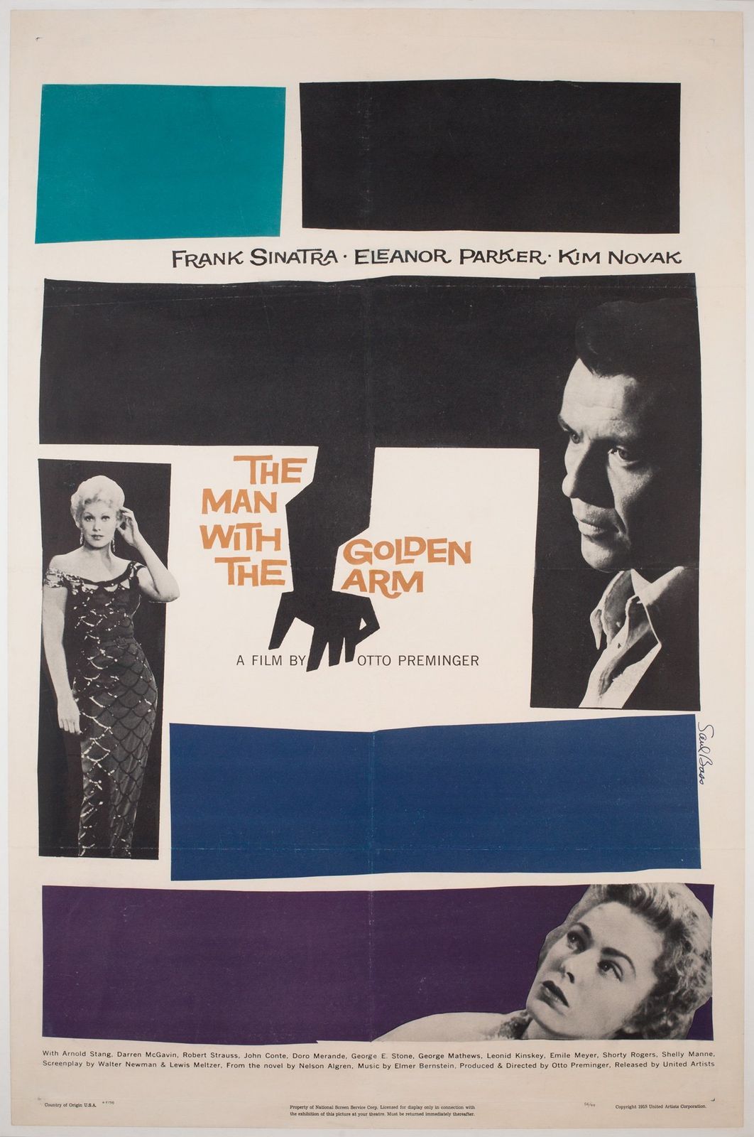 The Man With The Golden Arm 1956 Us 1 Sheet Film Poster, Bass