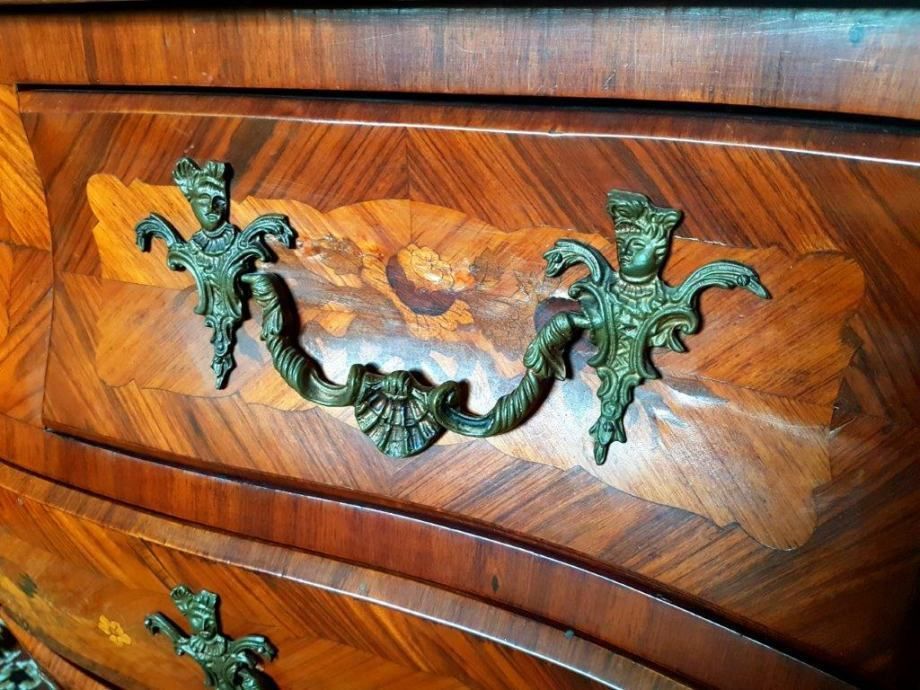 Furniture French Chest Of Drawers With Brass Applications And Marble Slab photo