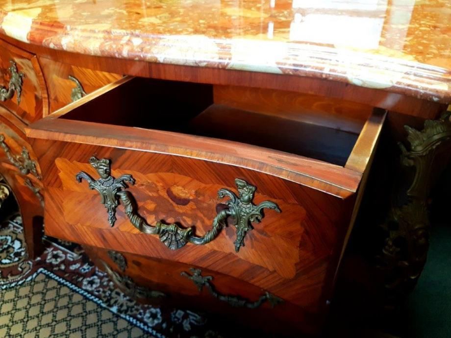 3312.0 French Chest Of Drawers With Brass Applications And Marble Slab photo