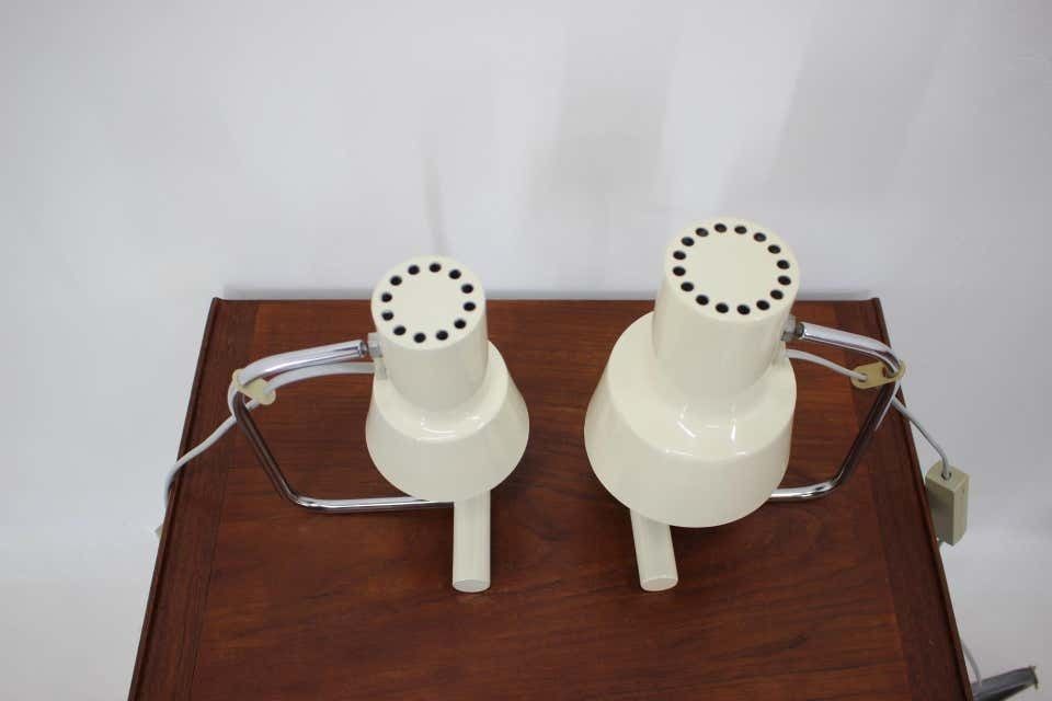 Set Of Two Beige Table Lamps Designed By Josef Hůrka For Napako 1970´S photo Lighting