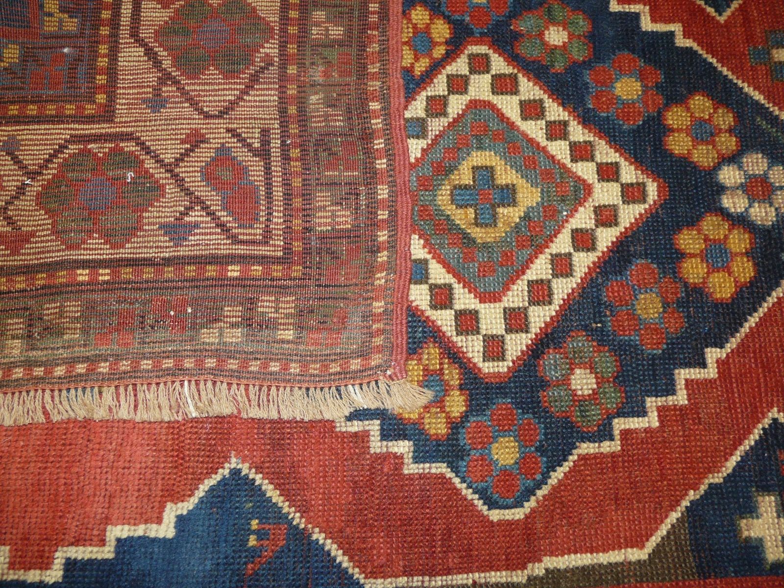 Genuine Antique Hand Knotted Caucasian Lambalo Kazak Design Rug   100% Wool Pile   213 X 109 Cm (7' X 3'7") photo 950.0