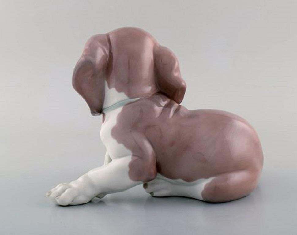 Lladro, Spain, Figure In Glazed Porcelain, Puppy And Snail, 1980s photo Art