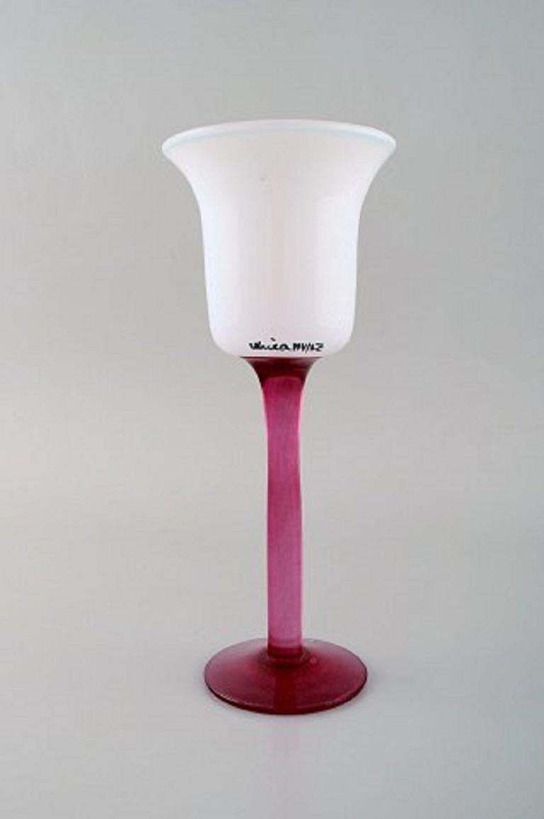 Ulrica Hydman Vallien For Kosta Boda, Hand Painted Wine Glass In Art Glass photo 296.0