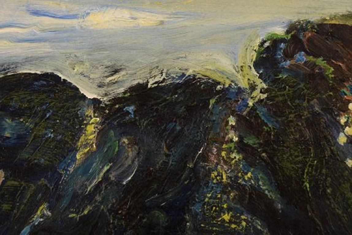 Rolf Nygren, Swedish Painter, Oil On Board, Modernist Landscape, 1960s photo 493.0