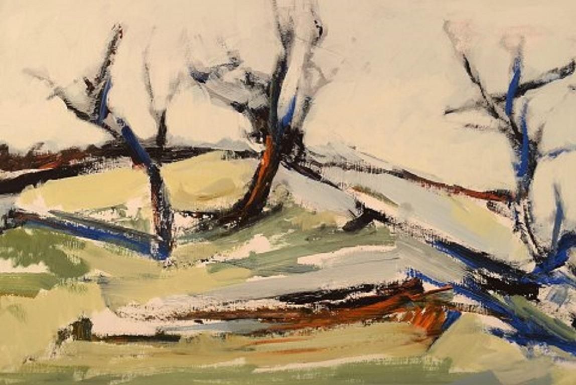 Torgny Forsberg, Swedish Painter, Oil On Board, Modernist Landscape photo Art