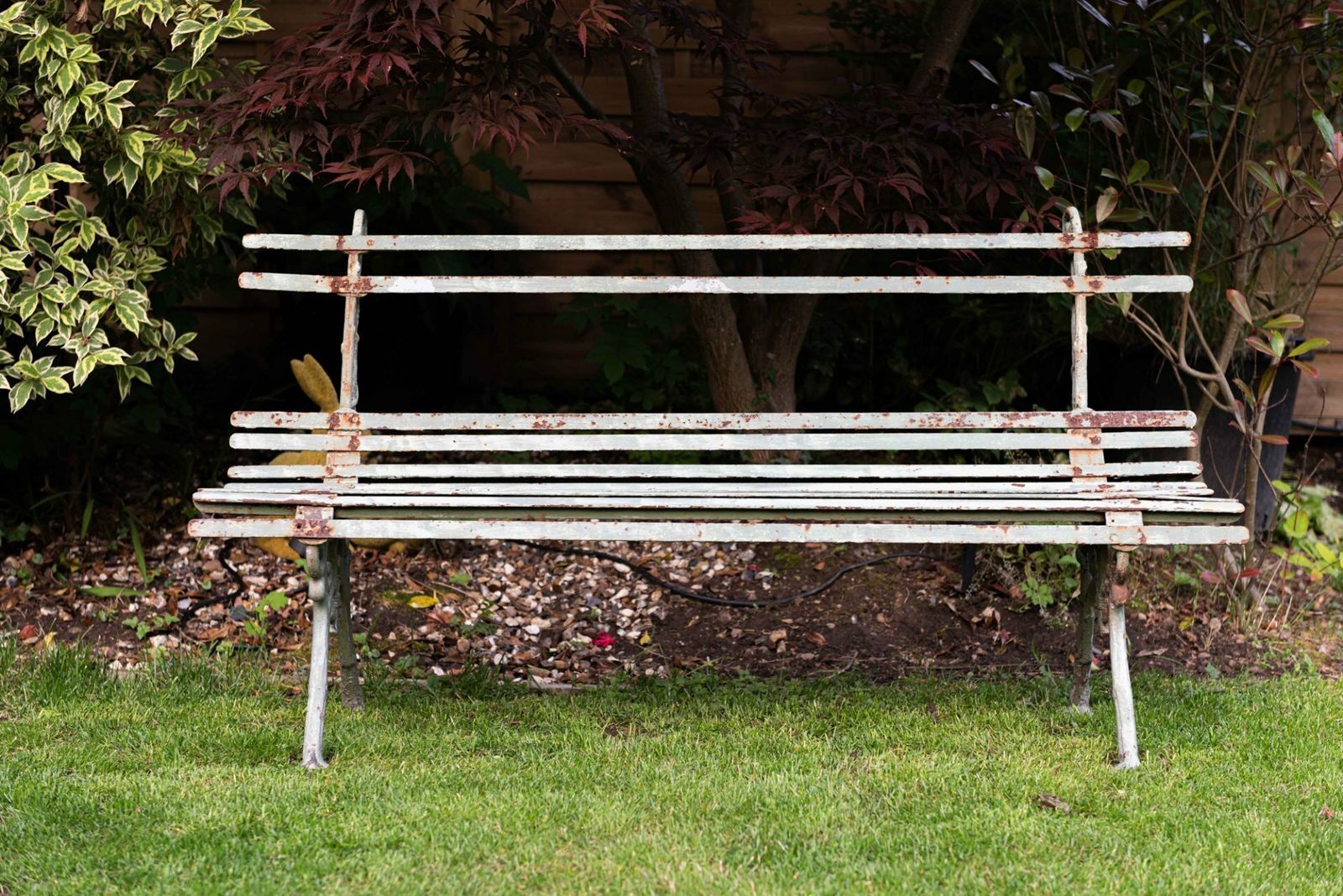 French Cast Iron Strapwork Garden Bench Circa 1940 photo Garden Furniture