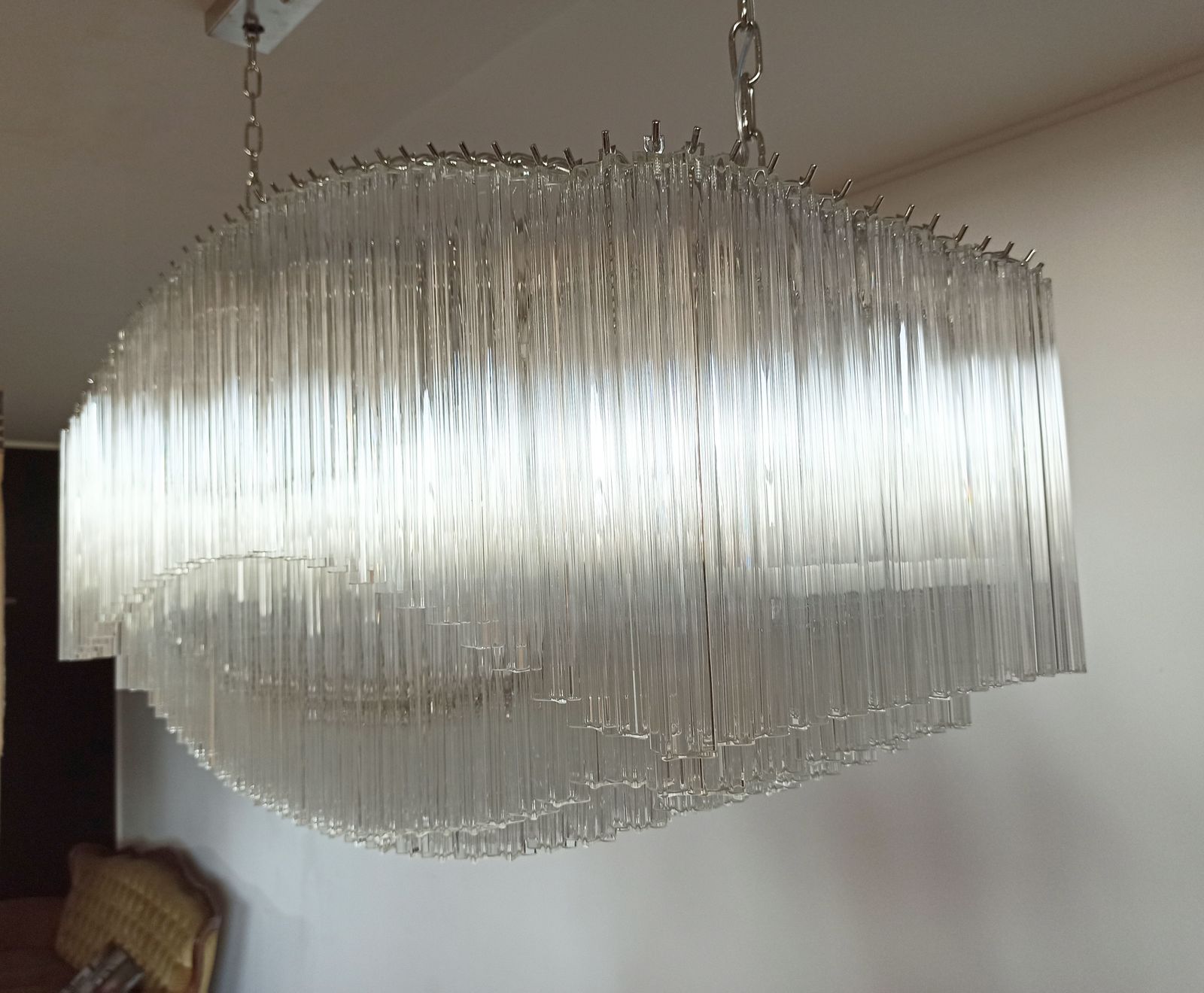 Lighting Extraordinary Quadriedri Murano Glass Chandelier   292 Clear Prism Quadriedri   Pagoda photo