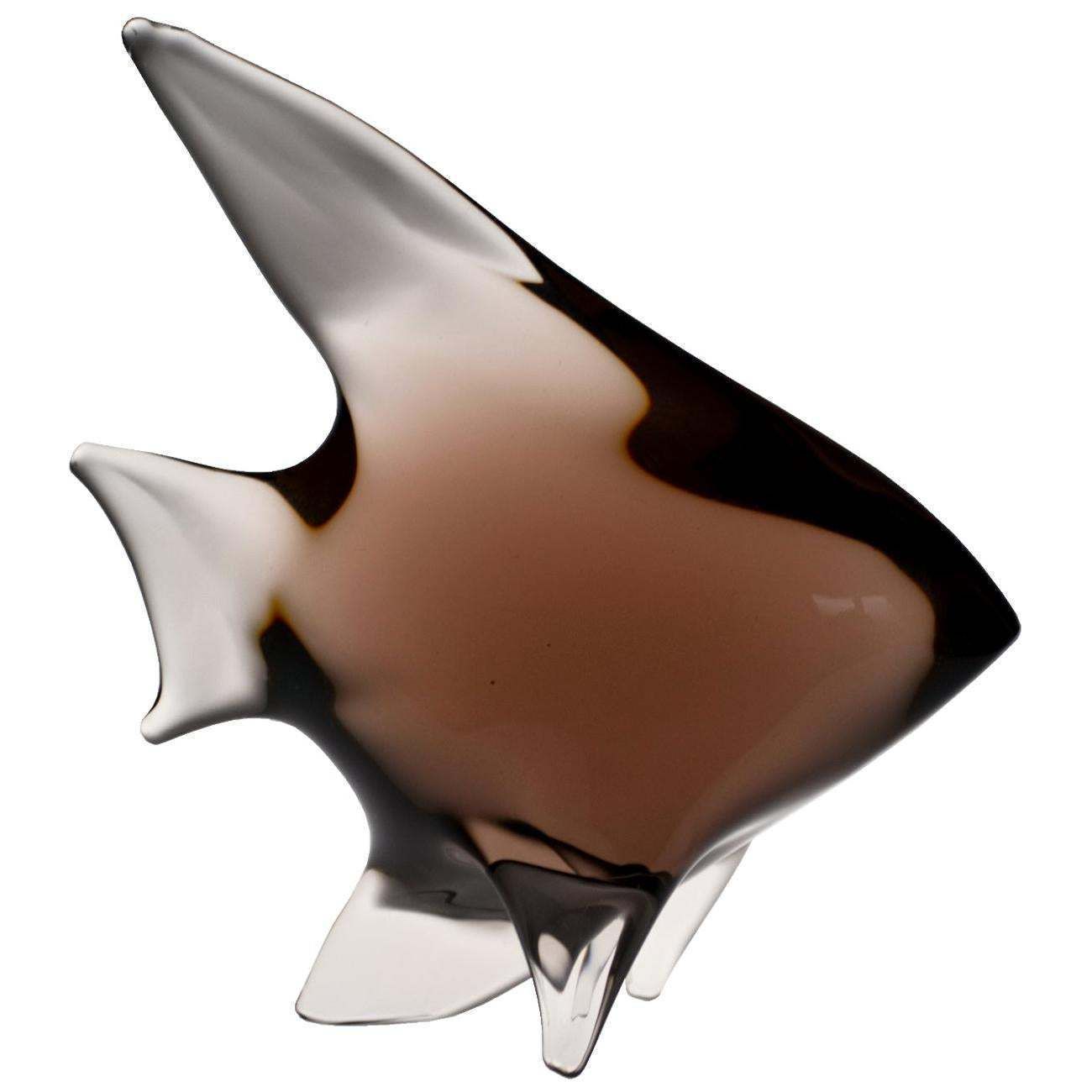 Mid Century Art Glass Fish Sculpture By Miloslav Janku For železný Brod, 1960s
