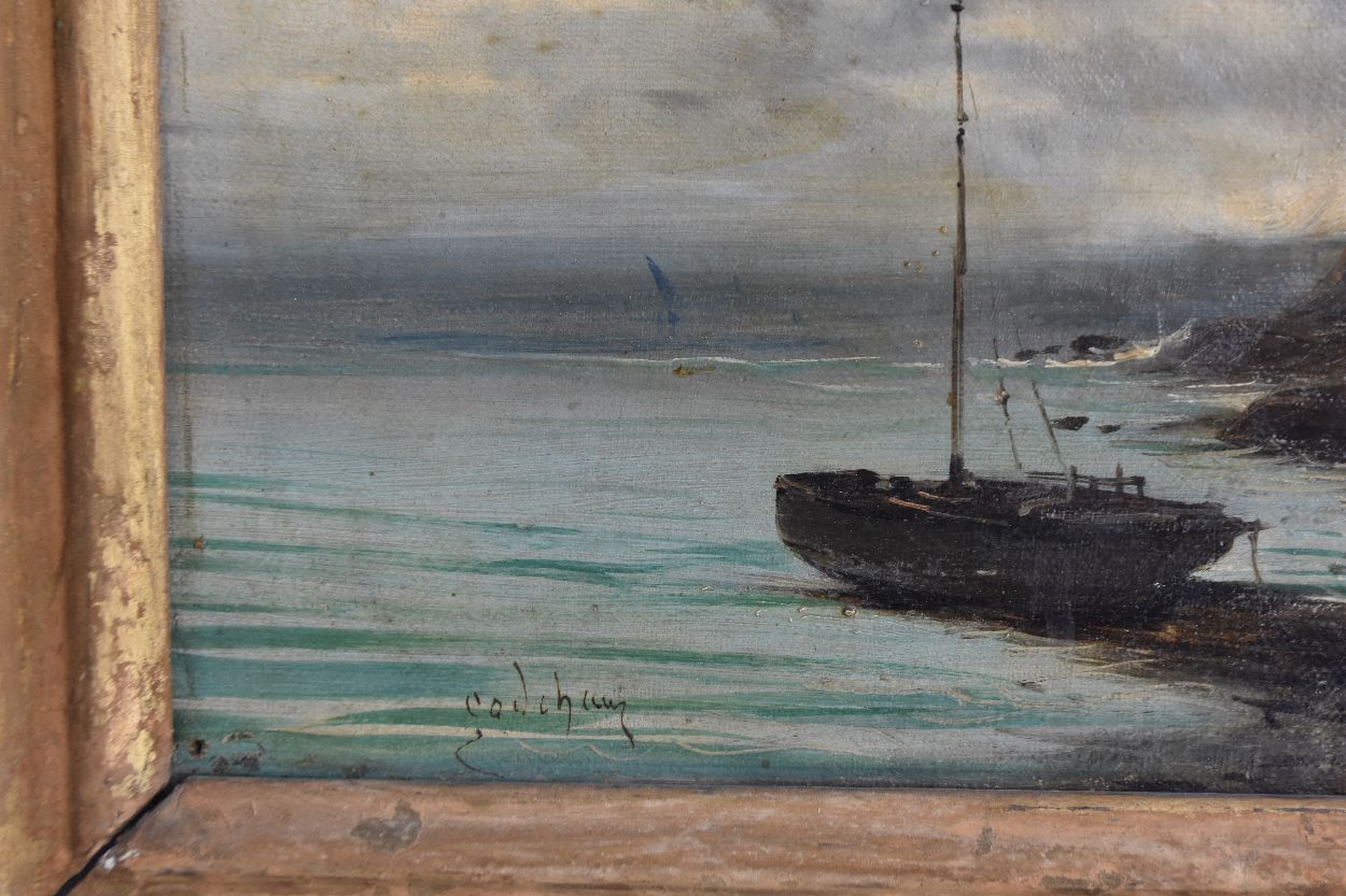 Boat At The Marine Port By Godchaux French School Xi Xth photo for sale