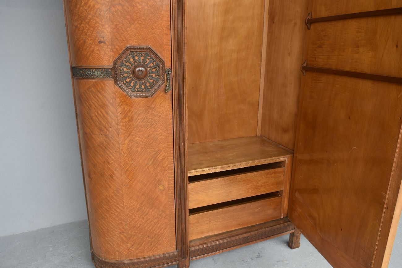 2815.0 1900 Art Nouveau Mahogany Mirrored Cabinet With Maple Burl photo