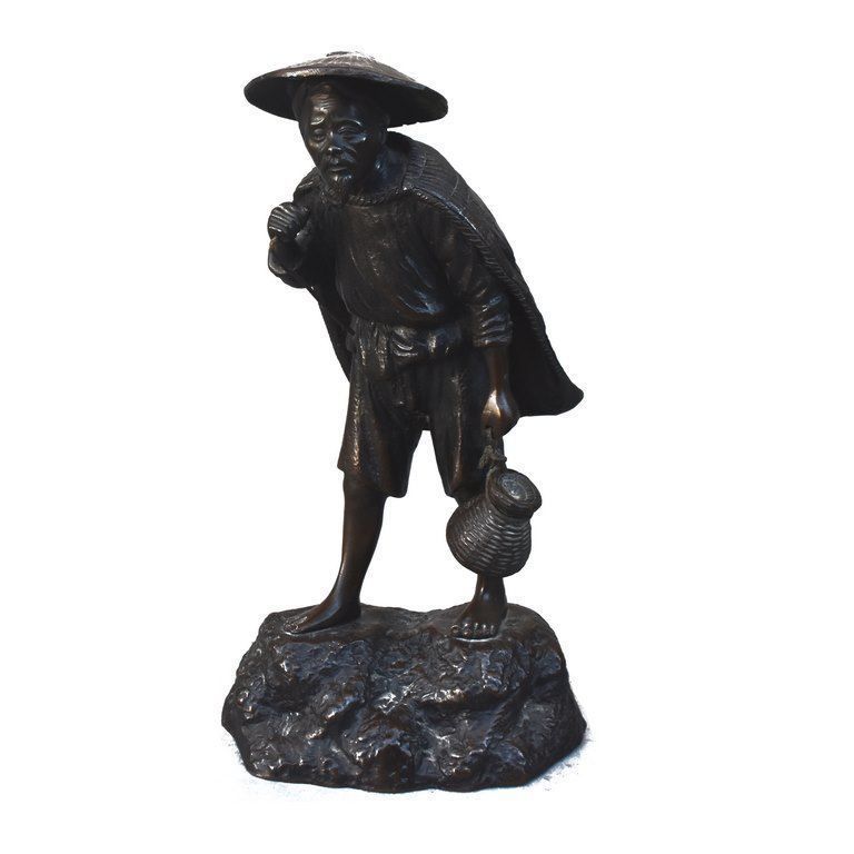 Vietnamese Bronze Peasant In Hat