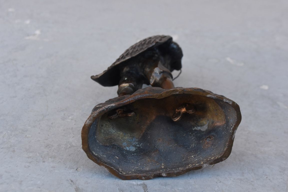 Vietnamese Bronze Peasant In Hat photo vinterior